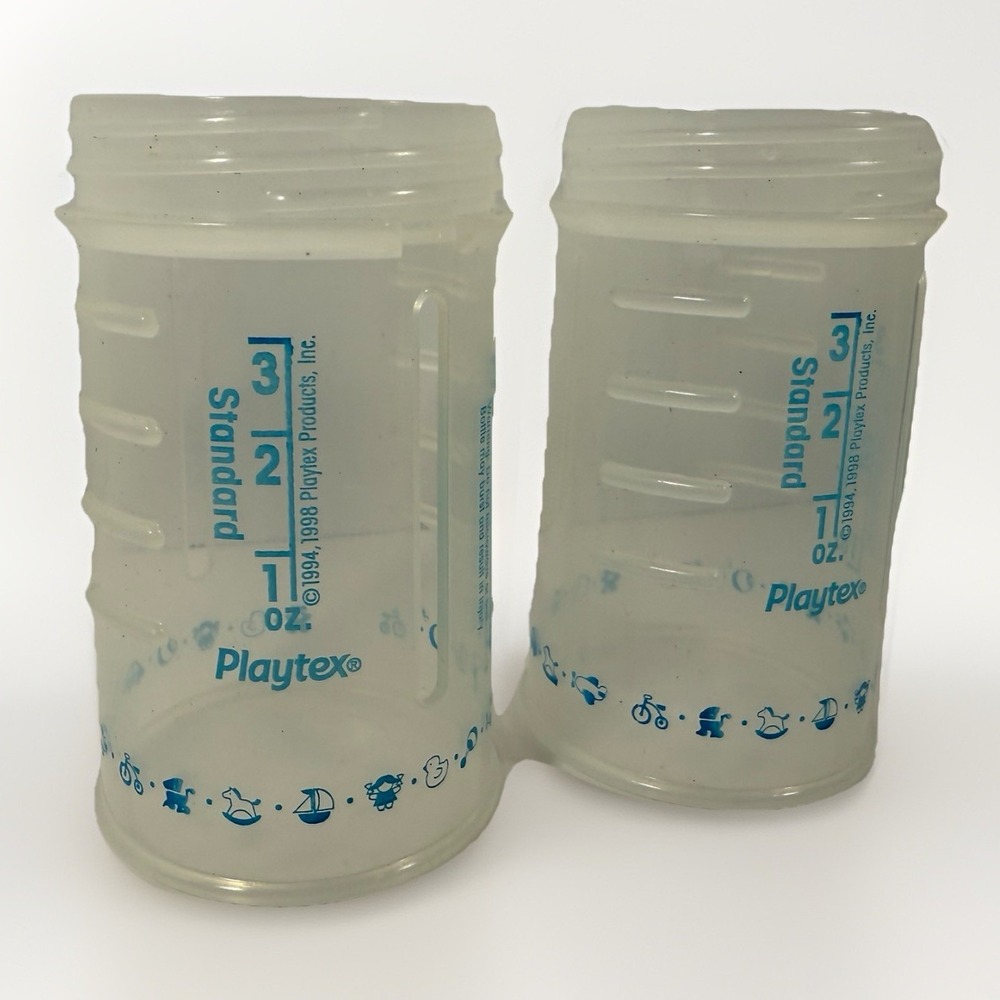 2 VTG 90's Playtex Baby Bottle Nurser Drop in Liner Style w/o Top Or Nipple 3 oz